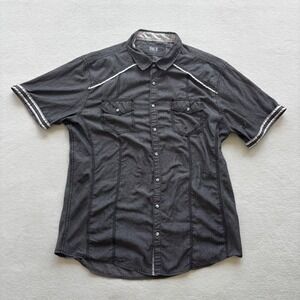 BKE Western Snap Button Up Shirt Mens XL Grey Athletic Fit Short Sleeve 11645FPW